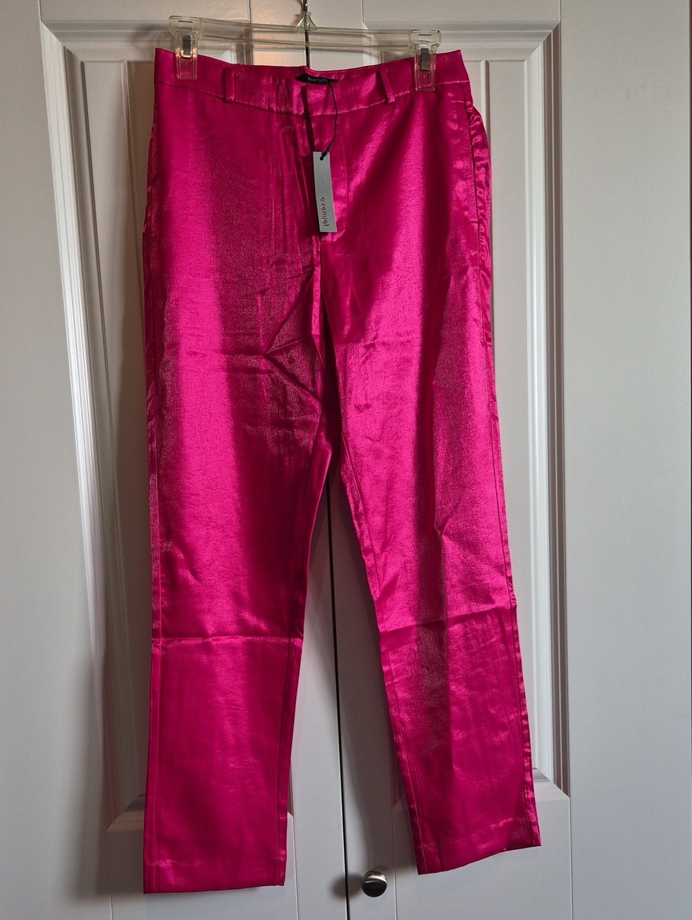 Satin Straight-Leg Trousers in Vibrant Fuchsia